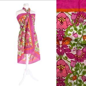 Vera Bradley Pink & White Sarong in Lilli Bell print. Wrap, scarf, shawl, skirt